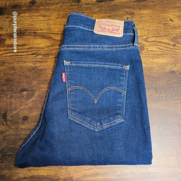 Levi's Jeans 28 Super Skinny 310 Shaping Mid Rise Raw Hem Dark Wash Western - Picture 3 of 13